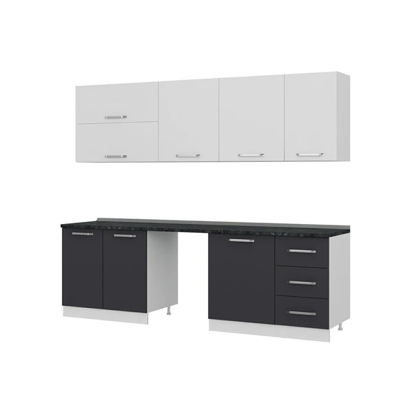 Minar 255 Cm Mutfak Dolabı Beyaz Antrasit 255-A10 - Resim 6