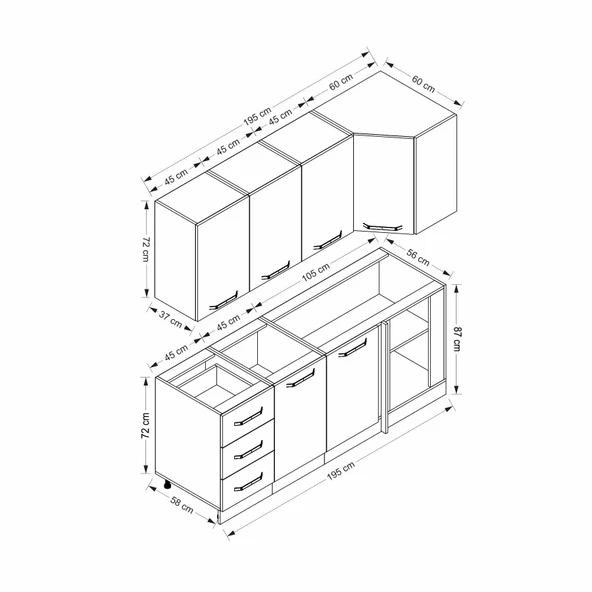 Minar 195Cm Köşe Mtfk Dlp Byz Dore K195-D4 - Resim 8