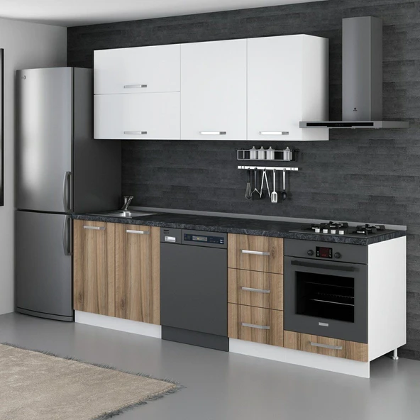 Minar 255 Cm Mutfak Dolabı Beyaz Dore 255-D14 - Resim 5