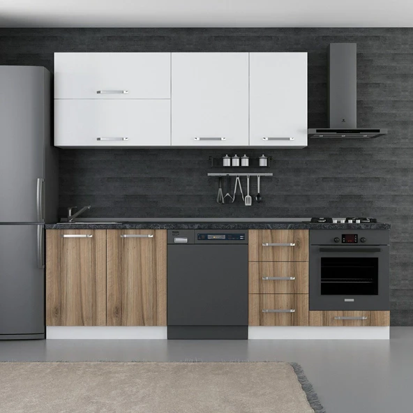 Minar 255 Cm Mutfak Dolabı Beyaz Dore 255-D14 ürün görseli 1