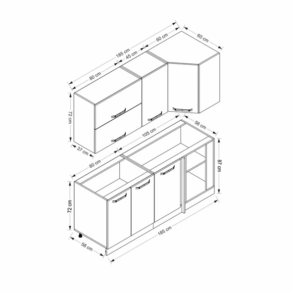 Minar 185Cm Köşe Mtfk Dlp Byz Dore K185-D3 - Resim 8