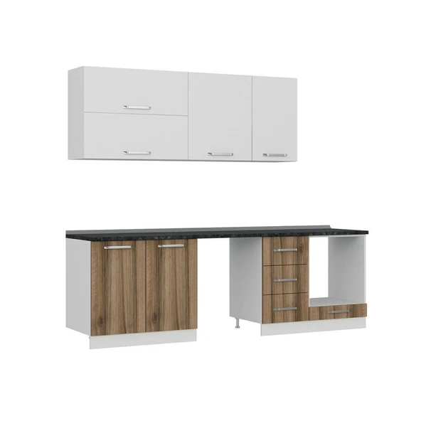 Minar 255 Cm Mutfak Dolabı Beyaz Dore 255-D14 - Resim 2