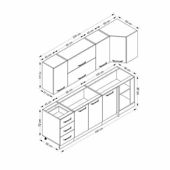 Minar 240Cm Köşe Mtfk Dlp Byz Dore K240-D3 - Resim 8