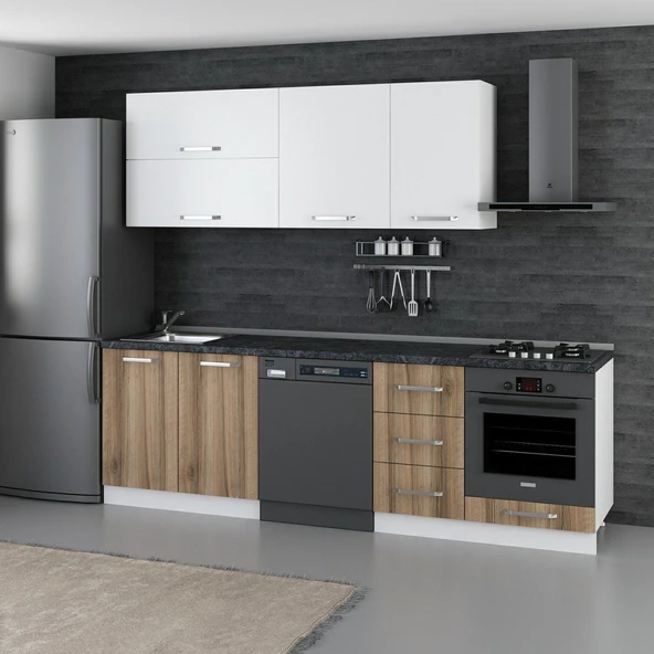 Minar 255 Cm Mutfak Dolabı Beyaz Dore 255-D14 - Resim 3