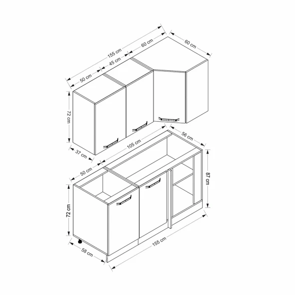 Minar 155Cm Köşe Mtfk Dlp Byz Dore K155-D1 - Resim 8