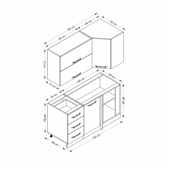 Minar 150Cm Köşe Mtfk Dlp Byz Antr K150-A4 - Resim 8