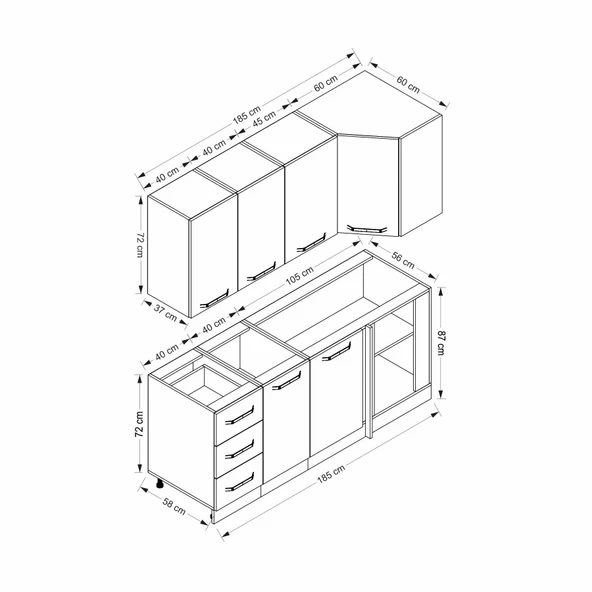 Minar 185Cm Köşe Mtfk Dlp Byz Antr K185-A4 - Resim 8