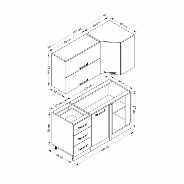 Minar 150Cm Köşe Mtfk Dlp Byz K150-B4 - Resim 8