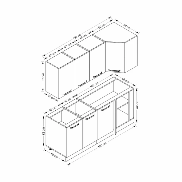 Minar 190Cm Köşe Mtfk Dlp Byz K190-B1 - Resim 8