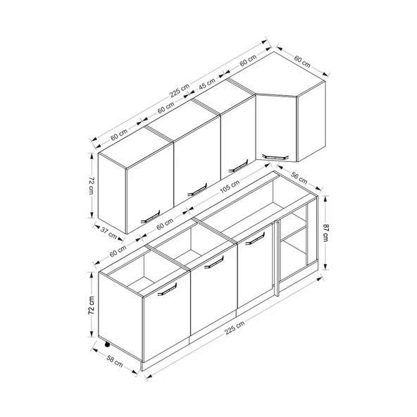 Minar 225Cm Köşe Mtfk Dlp Byz Antr K225-A1 - Resim 8