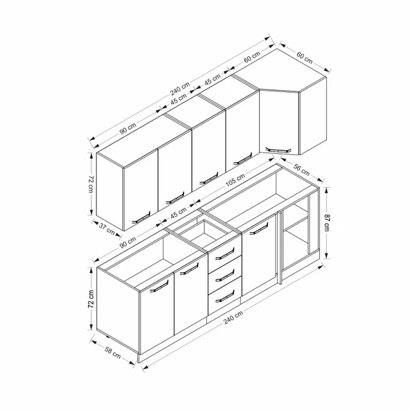 Minar 240Cm Köşe Mtfk Dlp Byz K240-B4 - Resim 8