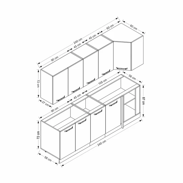 Minar 240Cm Köşe Mtfk Dlp Byz Antr K240-A1 - Resim 8