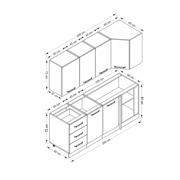 Minar 200Cm Köşe Mtfk Dlp Byz Antr K200-A2 - Resim 8