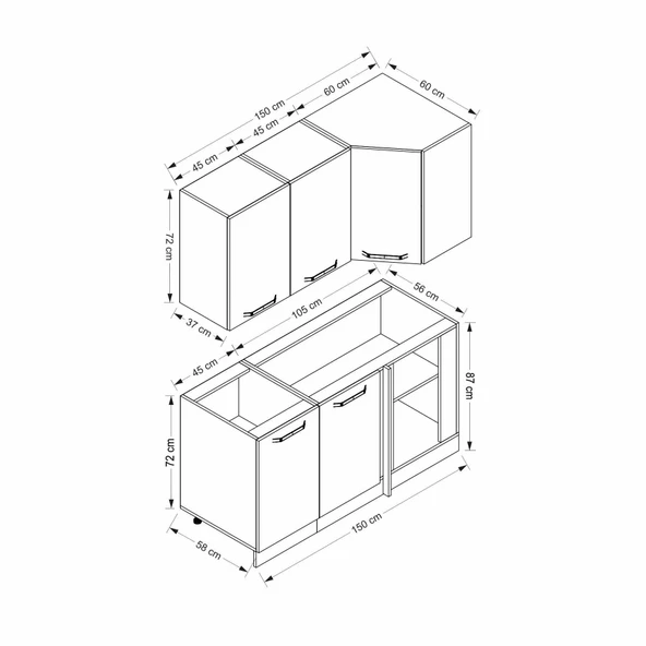 Minar 150Cm Köşe Mtfk Dlp Byz K150-B1 - Resim 8