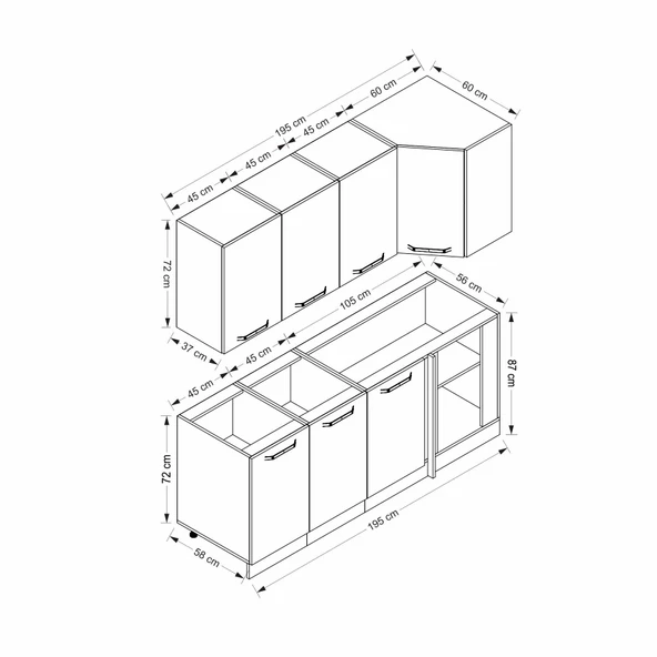 Minar 195Cm Köşe Mtfk Dlp Byz K195-B1 - Resim 8