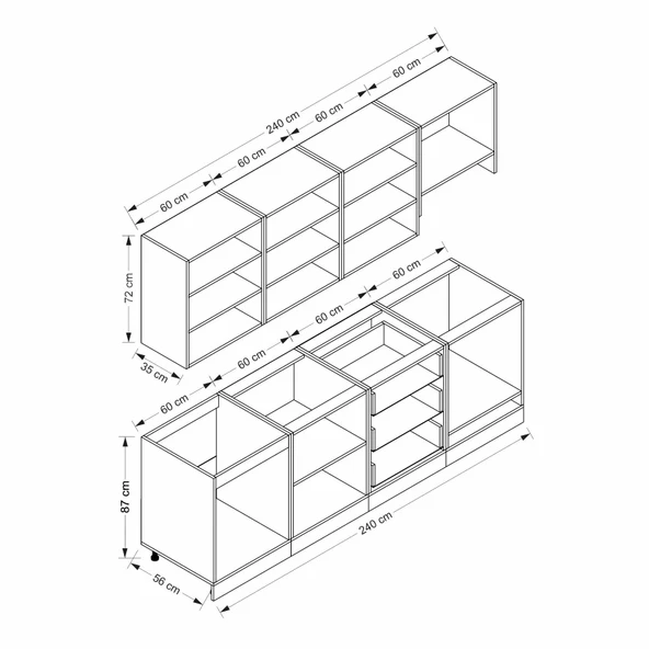 Minar 240Cm Mebran C Mutfak Dlp Beyaz 240-Mcb1 - 8