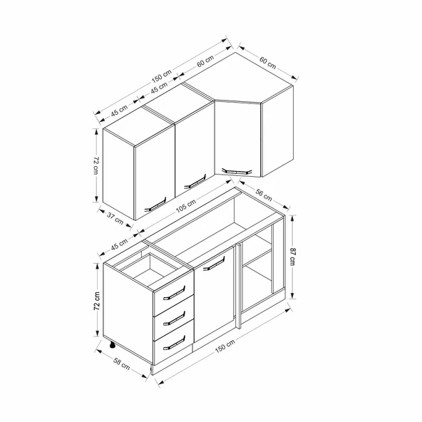 Minar 150Cm Köşe Mtfk Dlp Byz K150-B3 - Resim 8