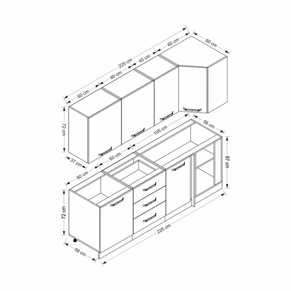 Minar 225Cm Köşe Mtfk Dlp Byz K225-B3 - Resim 8