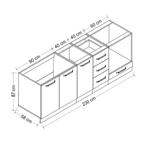 Minar 230 Cm Mutfak Dlb Byz Dore 230-D3-Alt - Resim 8