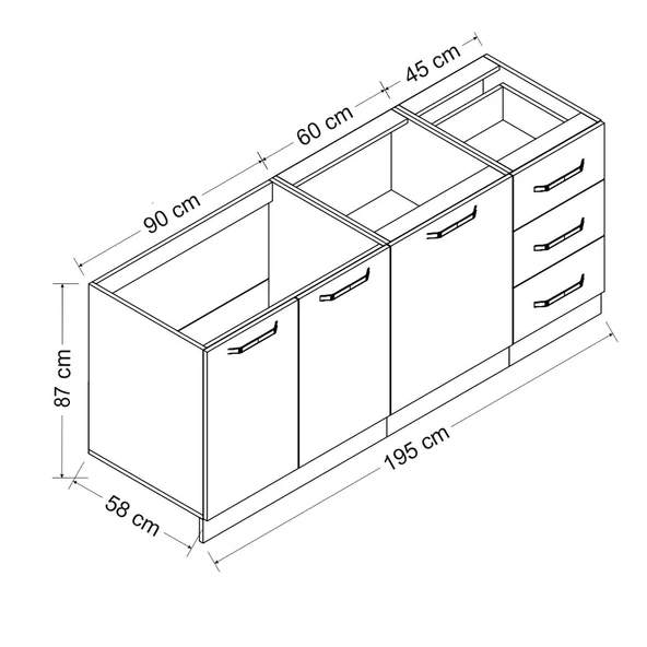 Minar 195 Cm Mutfak Dlb Byz Dore 195-D1-Alt - Resim 8