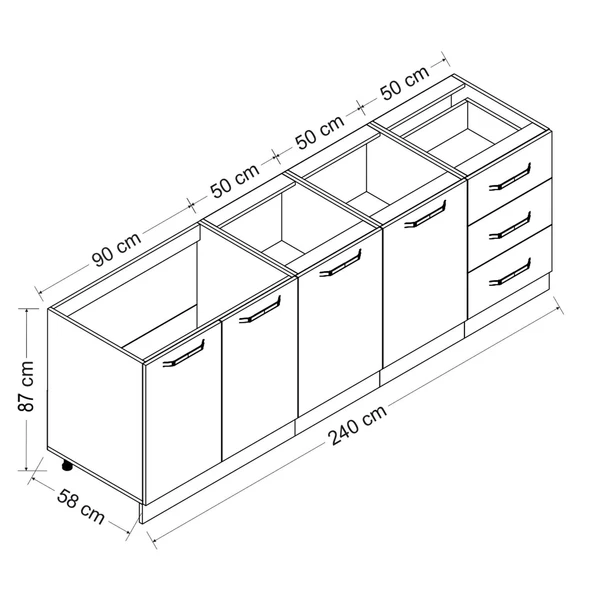 Minar 240 Cm Mutfak Dlb Byz Dore 240-D1-Alt - Resim 8
