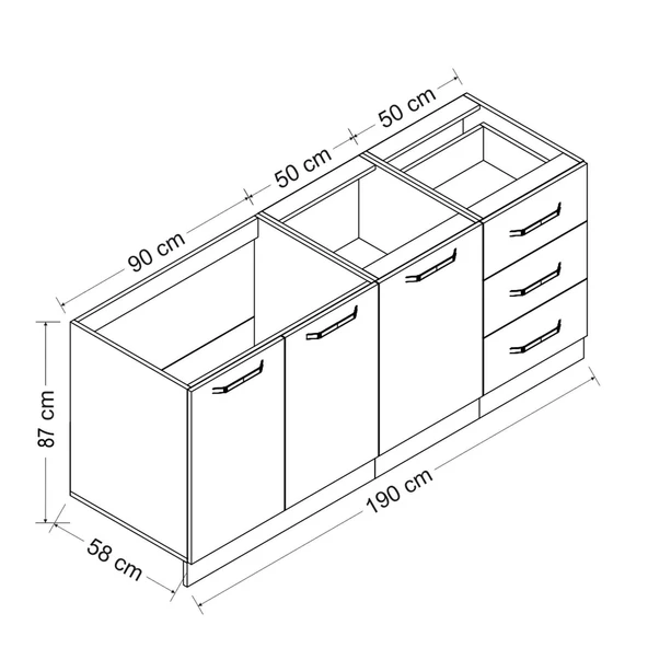 Minar 190 Cm Mutfak Dlb Byz Dore 190-D1-Alt - Resim 8
