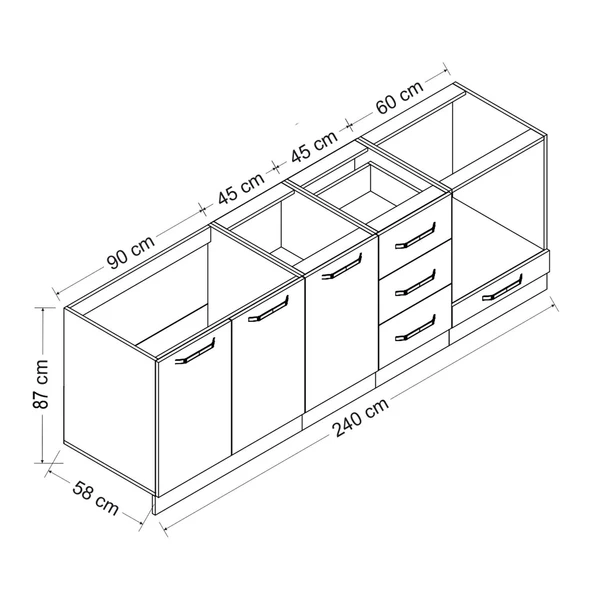 Minar 240 Cm Mutfak Dlb Byz Dore 240-D4-Alt - Resim 8