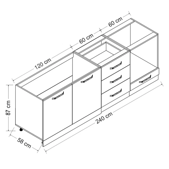 Minar 240 Cm Mutfak Dlb Byz Dore 240-D7-Alt - Resim 8
