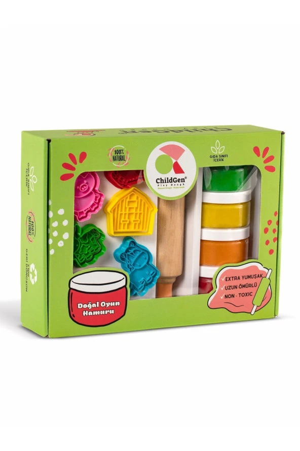 ChildGen Doğal Oyun Hamurları Premıum Kutu Set - Çiftlik