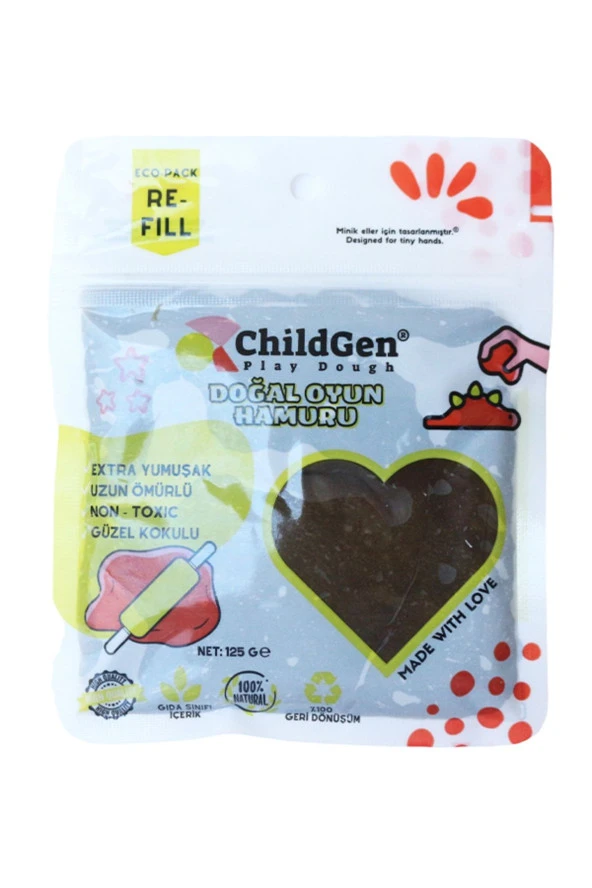 ChildGen Doğal Oyun Hamuru - Kahverengi -vakumlu Kartuş Paket - (ecopack-refill) - 1