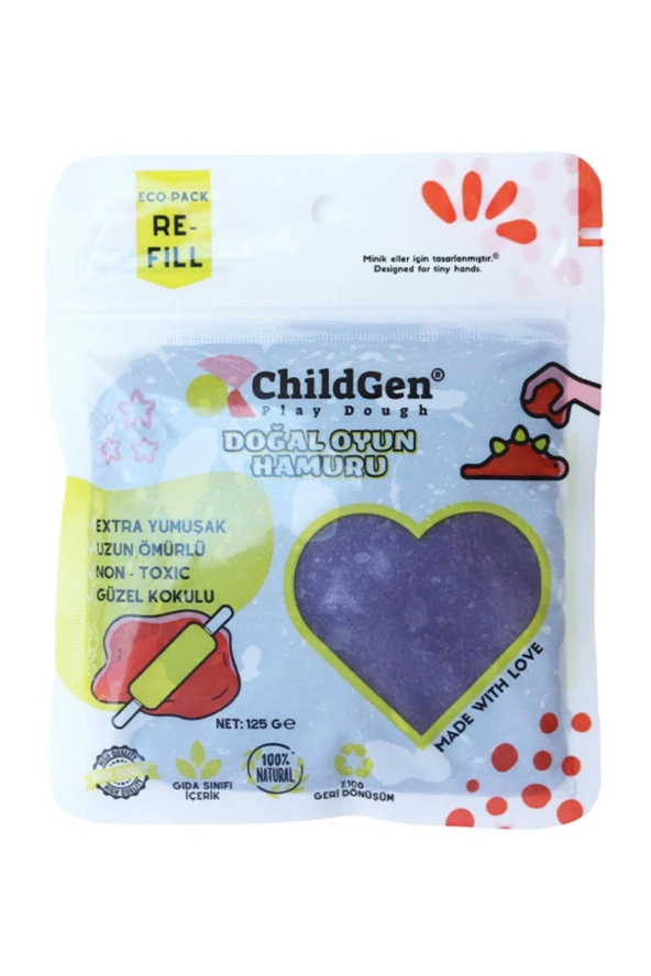 ChildGen Doğal Oyun Hamuru - Mor -vakumlu Kartuş Paket - (ecopack-refill) ürün görseli
