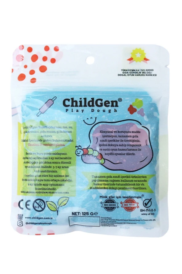 ChildGen Doğal Oyun Hamuru - Mavi -vakumlu Kartuş Paket - (ecopack-refill)