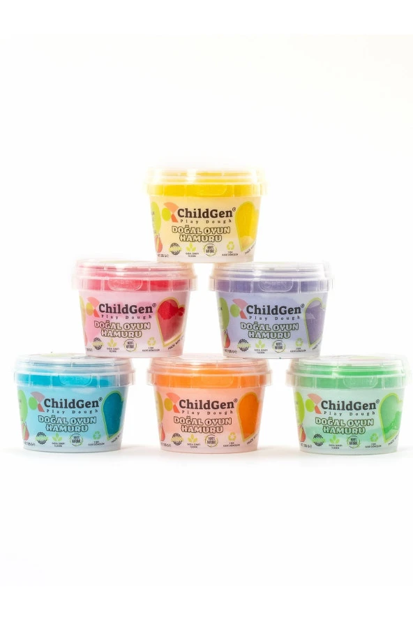 ChildGen Doğal Oyun Hamuru - Eco Cup- 6lı Ana Ve Ara Renkler (mor -yeşil-turuncu-mavi-sarı-kırmızı) 6x125gr - 2