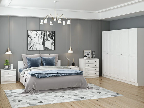 Minar Kale190 Yatak Odası Set 63 Beyaz Mebran - Resim 2