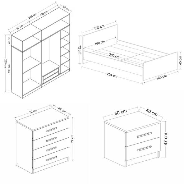 Minar Kale210 Yatak Odası Set 66 Beyaz Mebran - Resim 7