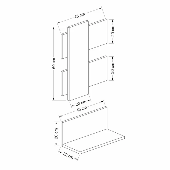 Minar Belita Duvar Rafı-Çırağan-Antrasit - Resim 8