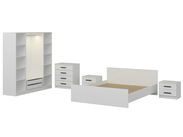 Minar Kale210 Yatak Odası Set 86 Beyaz Cam Kapak - Resim 6