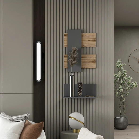 Minar Belita Duvar Rafı-Çırağan-Antrasit - Resim 4