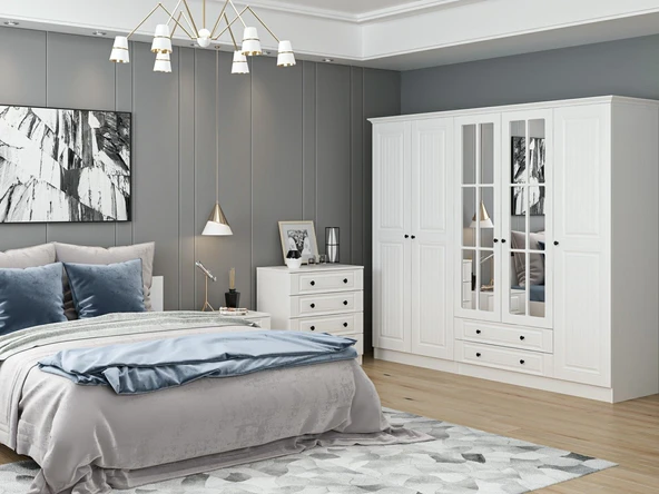 Minar Kale190 Yatak Odası Set 60 Beyaz Mebran - Resim 4