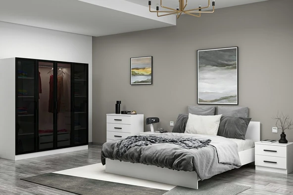 Minar Kale210 Yatak Odası Set 86 Beyaz Cam Kapak ürün görseli