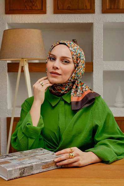 Afvente Leopar Desen Kahverengi Soft Pamuk Şal ürün görseli