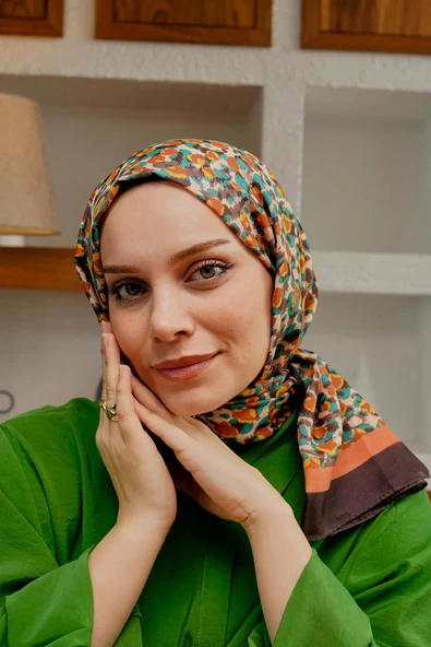 Afvente Leopar Desen Kahverengi Soft Pamuk Şal - Resim 3