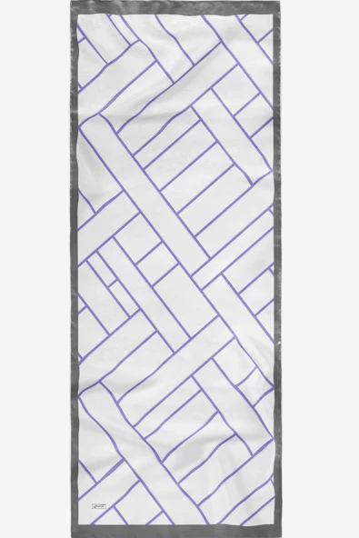 Afvente Geometrik Desen Beyaz Soft Pamuk Şal - 5