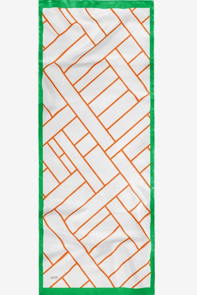 Afvente Geometrik Desen Turuncu Soft Pamuk Şal - Resim 4