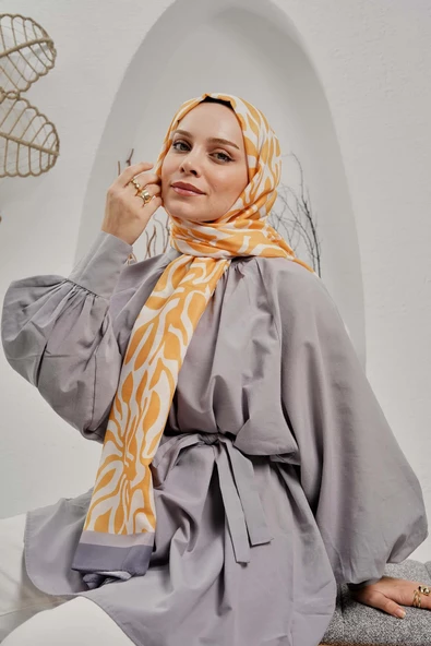Afvente Soyut Desen Sarı Soft Pamuk Şal ürün görseli
