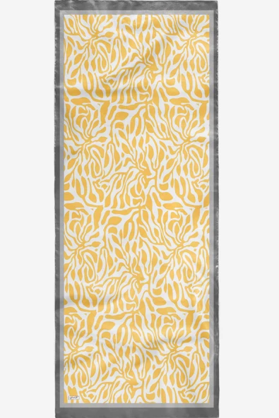 Afvente Soyut Desen Sarı Soft Pamuk Şal - Resim 5