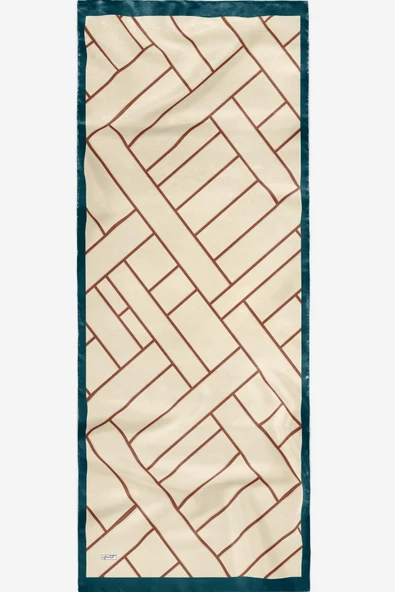 Afvente Geometrik Desen Krem Soft Pamuk Şal - 4
