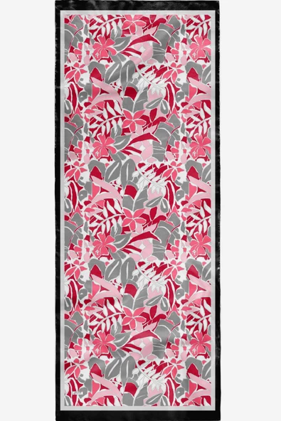 Afvente Çiçek Desen Pembe Soft Pamuk Şal - Resim 5