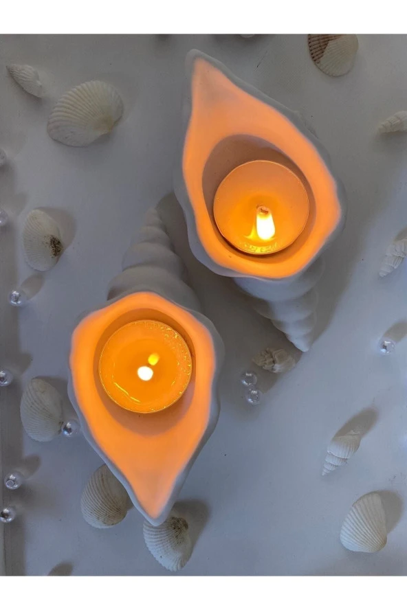 Havalı Tasarım Deniz Kabuğu 2'li Tealight Mumluk, Mumluk