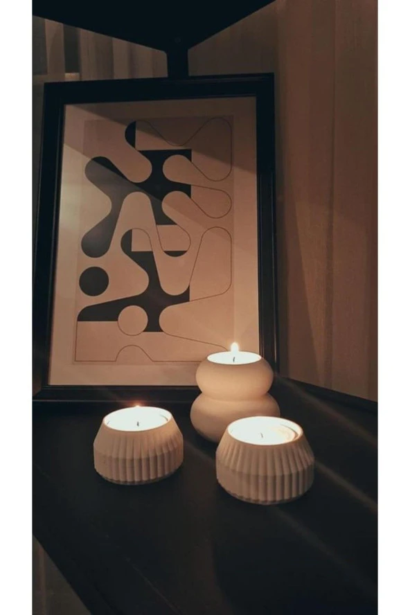 Havalı Tasarım Üçlü Tealight Mumluk Duble Booble Ht